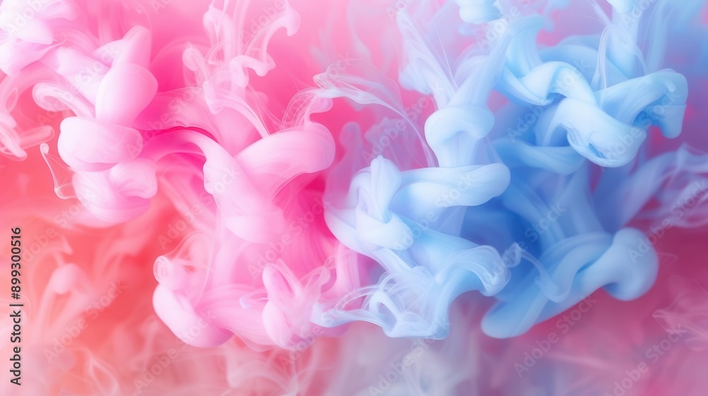 Obraz premium Colorful ink in water creating fluid shapes, colorful abstract background, ethereal and soft focus