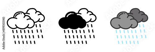 The Rain icon represents precipitation in the form of droplets falling from the sky. It symbolizes renewal, water cycles, and weather patterns.