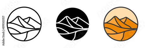 The Sand Dune icon represents natural mounds of sand formed by wind action in deserts or coastal areas. It symbolizes movement, arid landscapes, and natural formations.