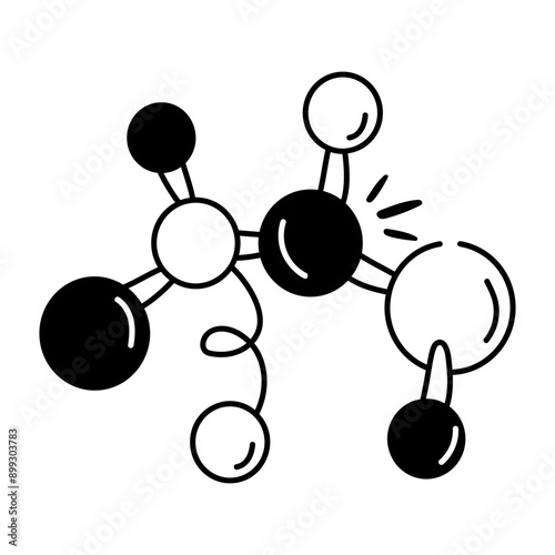 A glyph style icon of molecules