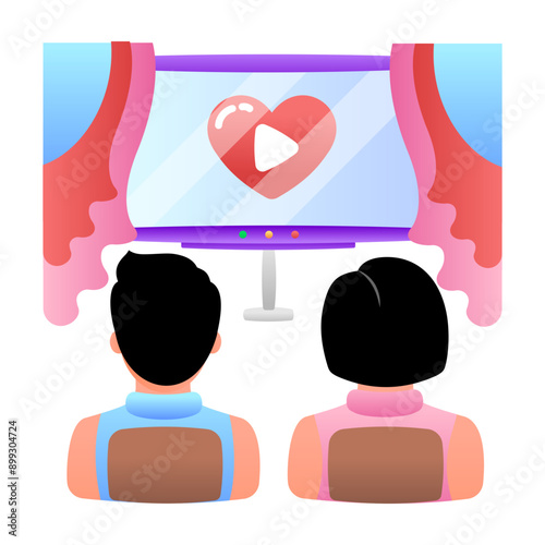 A flat icon of movie date 