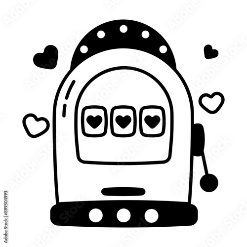 A glyph style icon of love slot game 