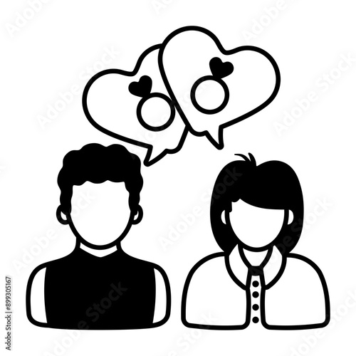 A glyph icon of relationship status 