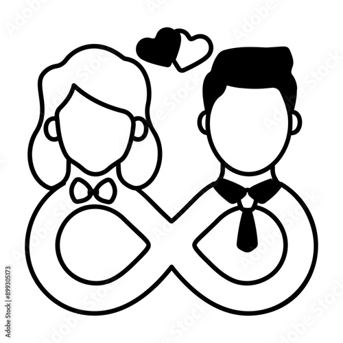 A glyph icon of forever together couple 