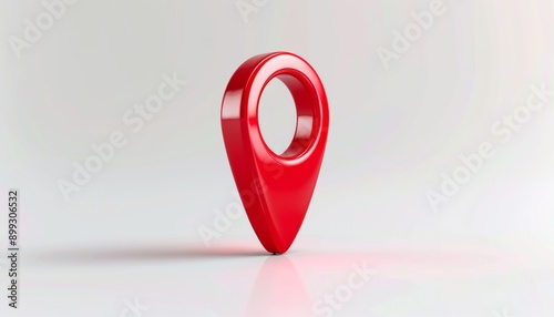 Red Location Icon on White Background with Minimalistic Design photo