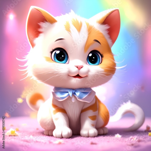 Magical Fantasy Baby Cat. Generative AI