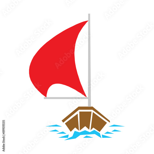 A serene vector image of a sailboat gliding across tranquil seas. Perfect for nautical themes or travel-related designs.
