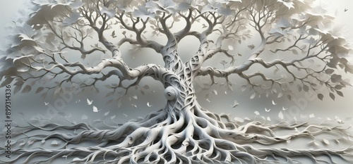 Digital art piece that appears to be sculpture tree branches lea photo