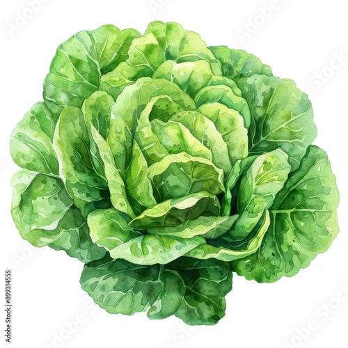 Wallpaper Mural Crisp lettuce, layered leaves, bright green, watercolor style , isolated on white background Torontodigital.ca
