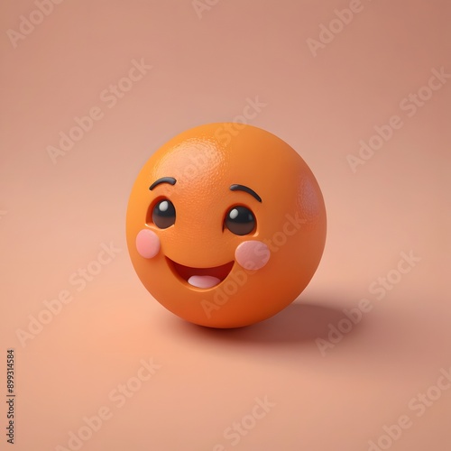 Smiling Orange Emoji 3D Render