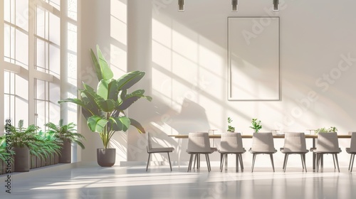 Modern Minimalist Dining Room Interior Design with Sunlight