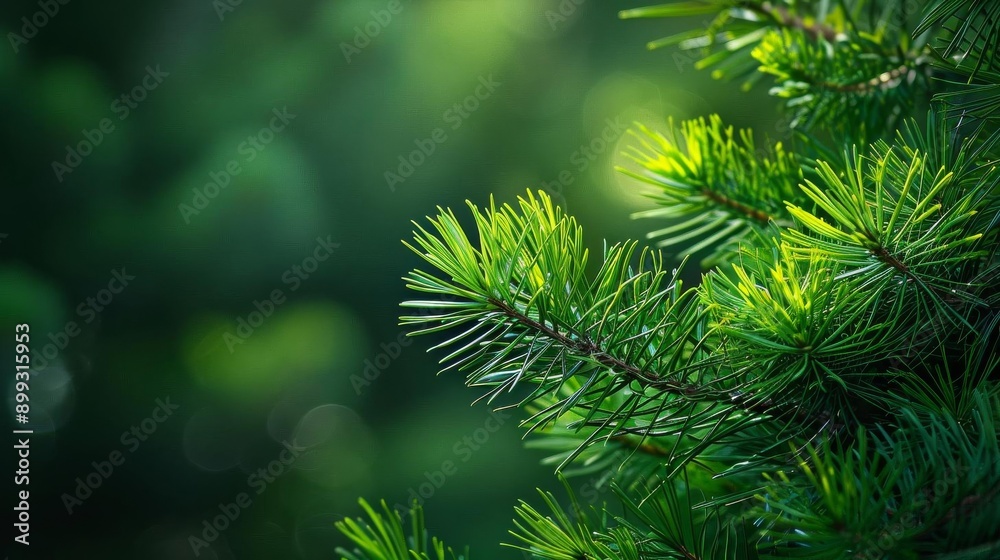 Close-up of lush green pine needles with sunlight filtering through, creating a tranquil natural scene. Close-up of lush green pine needles with sunlight filtering through, creating a tranquil natural scene.