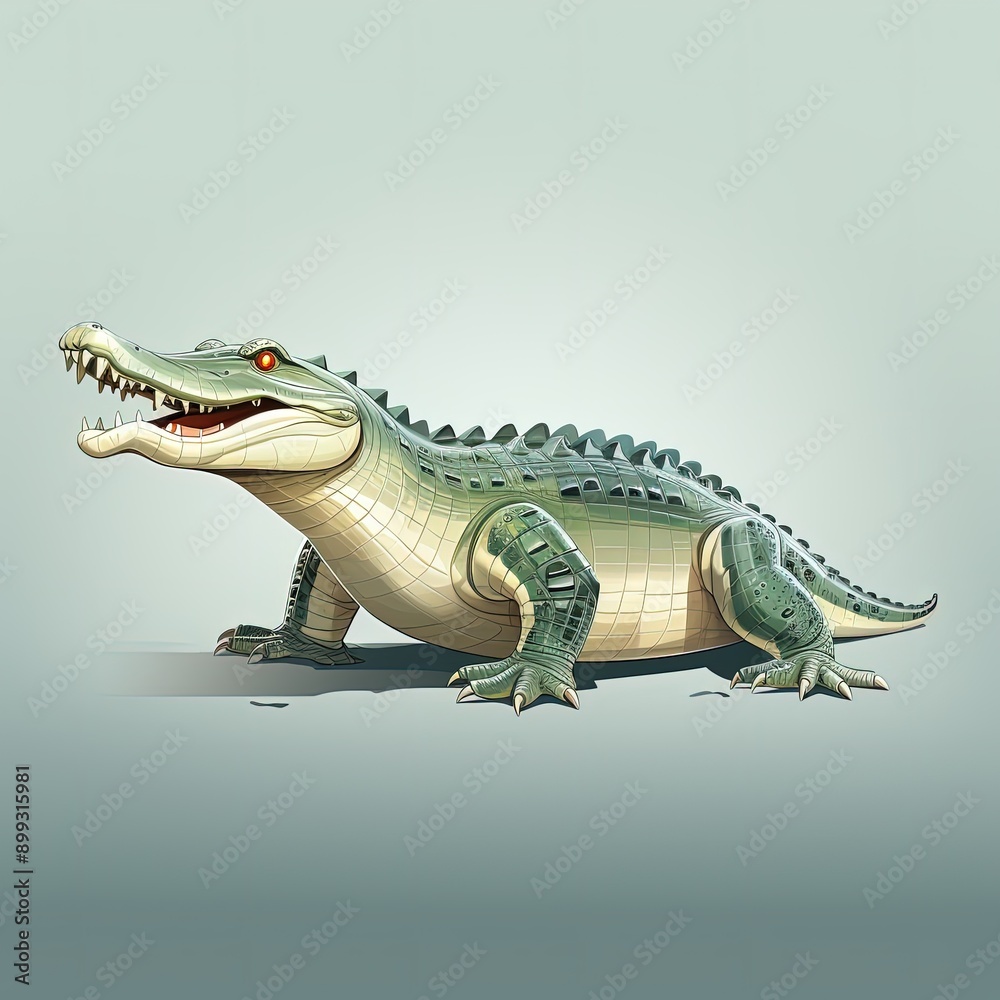 Naklejka premium Minimalist Flat Crocodile Illustration on a White Background