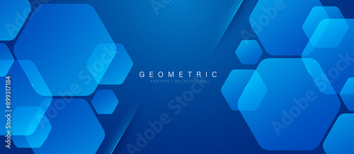 Technology abstract background with geometric shapes. Modern futuristic blue hexagon shapes graphic design. Science technology and medical concept. Vector illustration