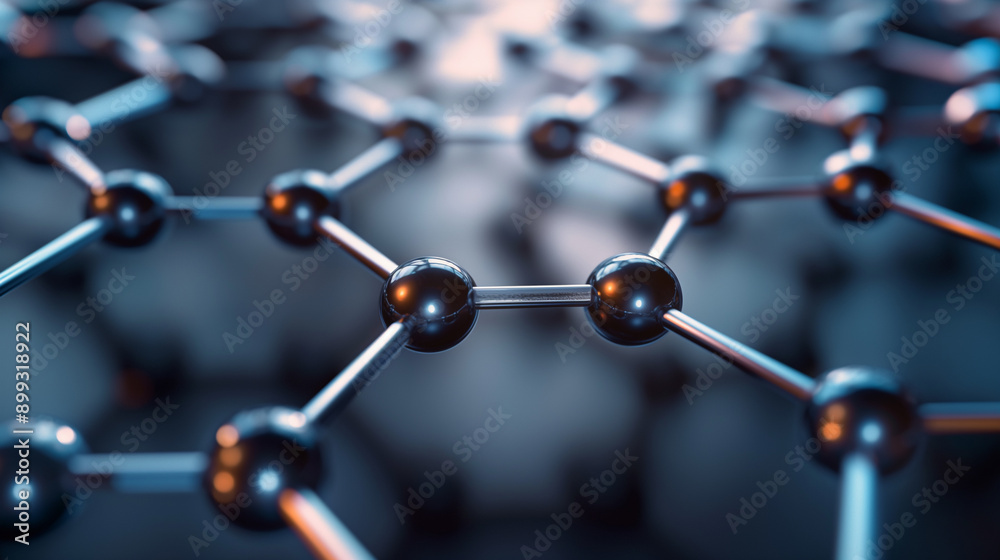 3D illustration of molecules and atoms. Nanotechnology is used to produce products such as medicines, commercial polymers and protective coatings. Computer chips are small 3D illustration of molecules and atoms. Nanotechnology is used to produce products such as medicines, commercial polymers and protective coatings. Computer chips are small