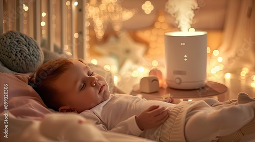 Humidifier in a children's room. Selective focus. photo