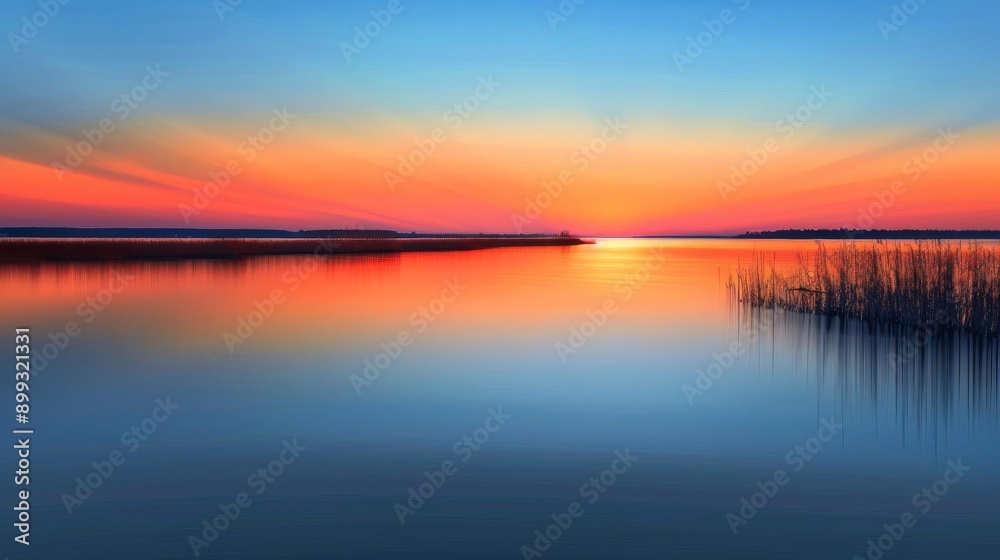 Stunning sunset over calm lake with vibrant colors and serene atmosphere. Beautiful nature scene perfect for relaxing and inspiring imagery. Stunning sunset over calm lake with vibrant colors and serene atmosphere. Beautiful nature scene perfect for relaxing and inspiring imagery.