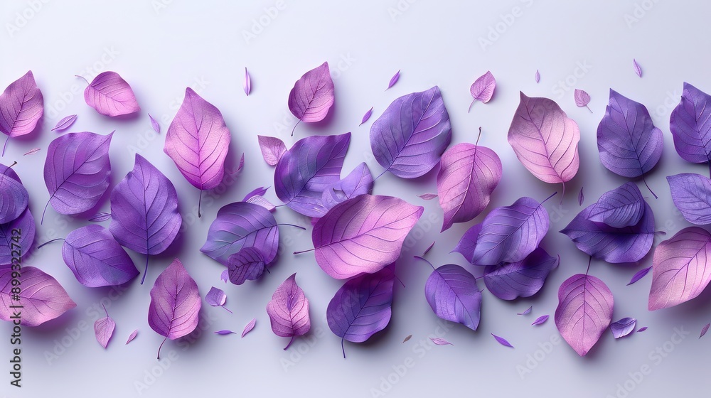 Purple and Pink Leaves on a White Background Purple and Pink Leaves on a White Background