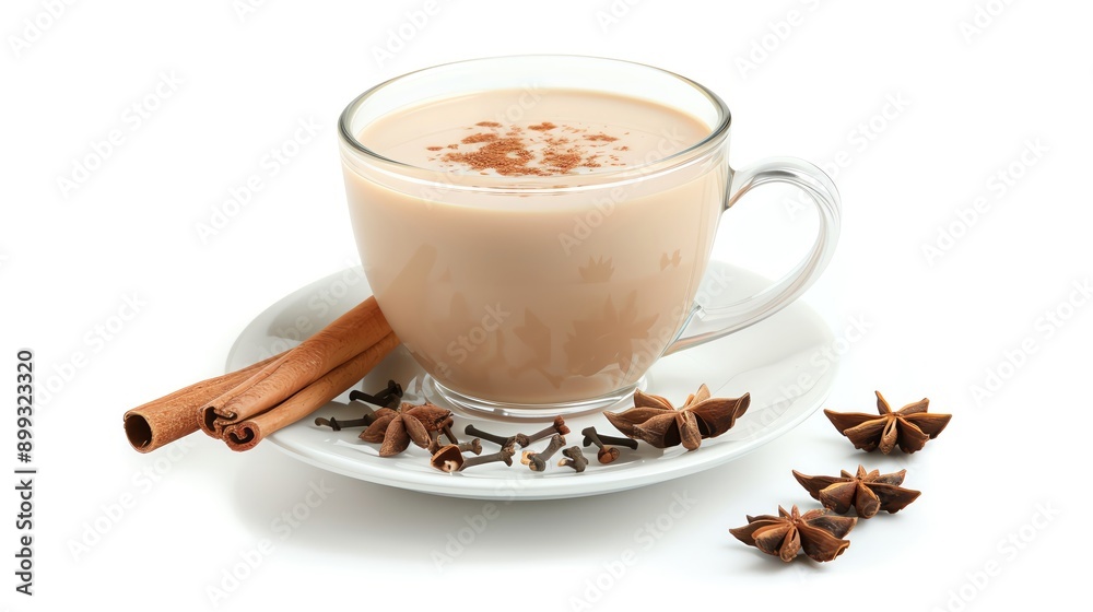 Chai tea with milk on white background, single object Chai tea with milk on white background, single object