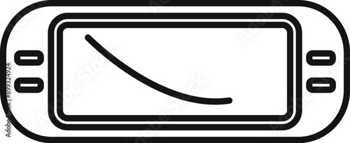 Portable gps navigator showing route line icon, navigation device icon outline style