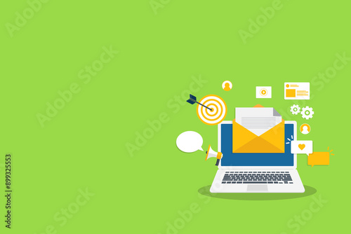 Wallpaper Mural Digital email marketing. Reaching online audience with email marketing campaign, newsletter subscription. Sending marketing messages via email.  Torontodigital.ca