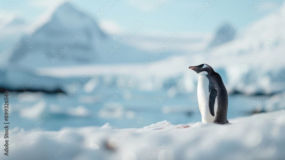 Naklejka premium An emperor penguin colony huddled together for warmth in the Antarctic winter.