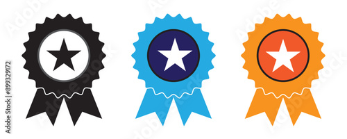 Winning award, prize, medal or badge flat icon for apps and websites