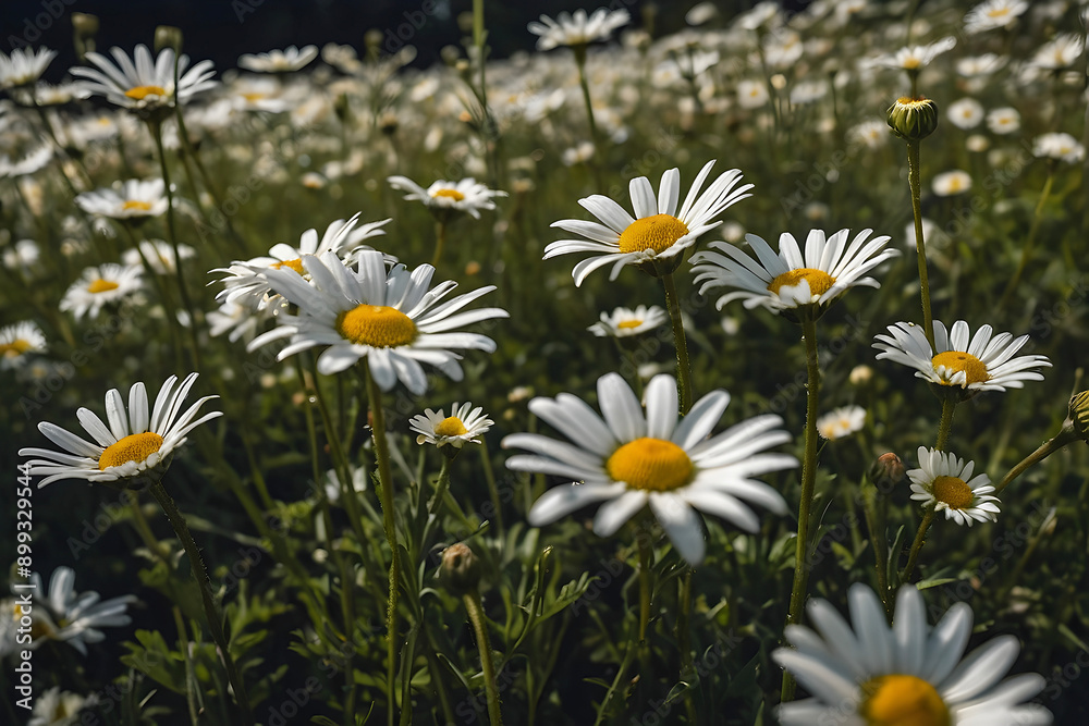 Serene Field of White Daisies in Bloom. Serene Field of White Daisies in Bloom.