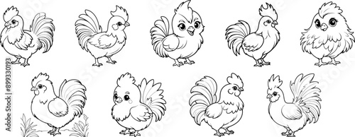 Wallpaper Mural Silkie Chicken Cockroach hand drawing coloring page and outline vector design Torontodigital.ca