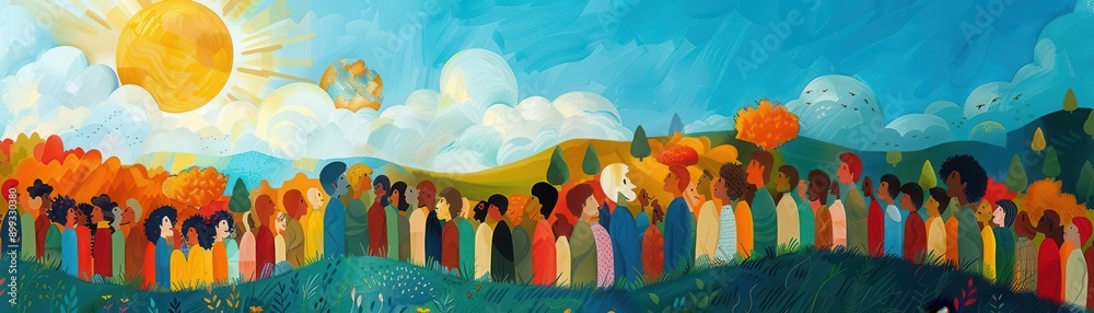 Multiple Races Peace The World in Harmony An illustration depicting a world where people of ...