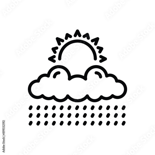 Black line icon for sun