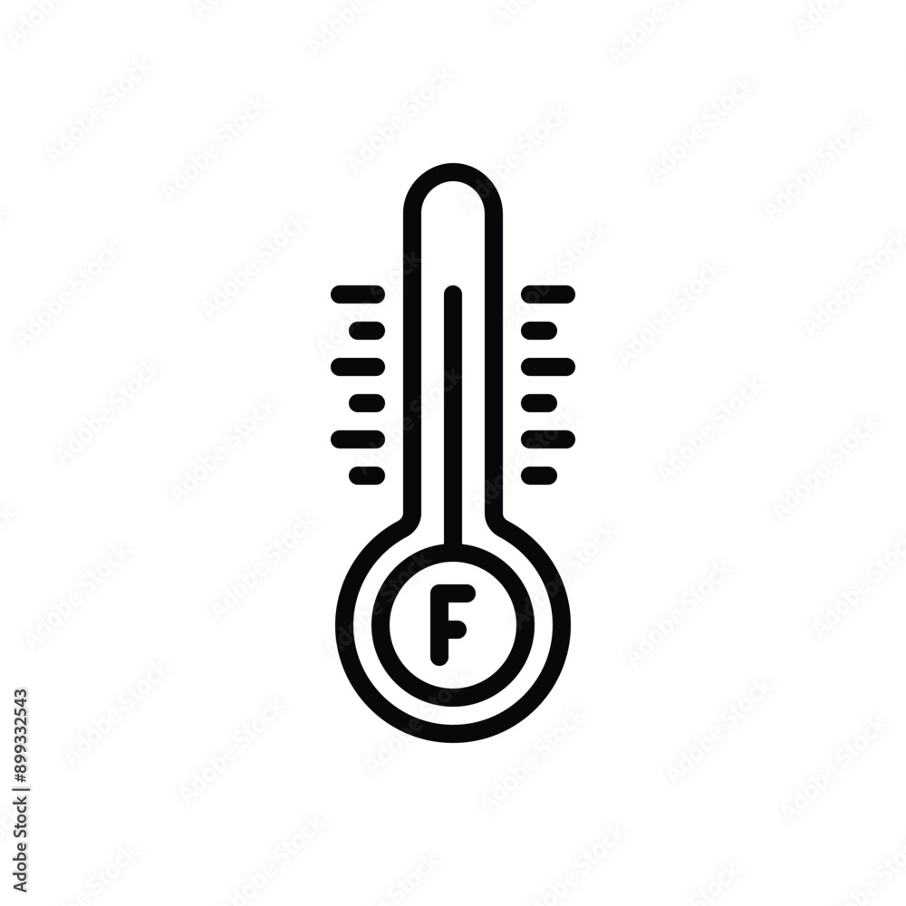 Black line icon for degree fahrenheit Black line icon for degree fahrenheit