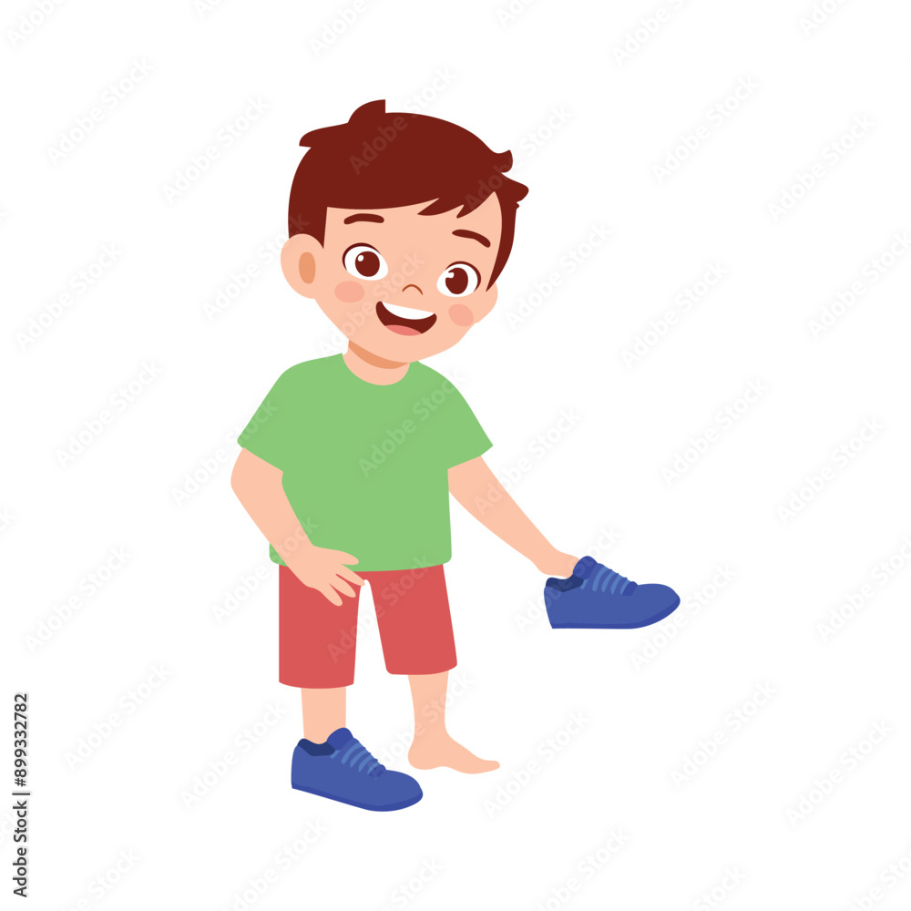 Illustration of Child Wearing Shoes
