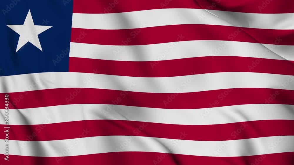 A beautiful view of the liberia flag video. 3d flag-waving video. liberia flag 4K resolution.
