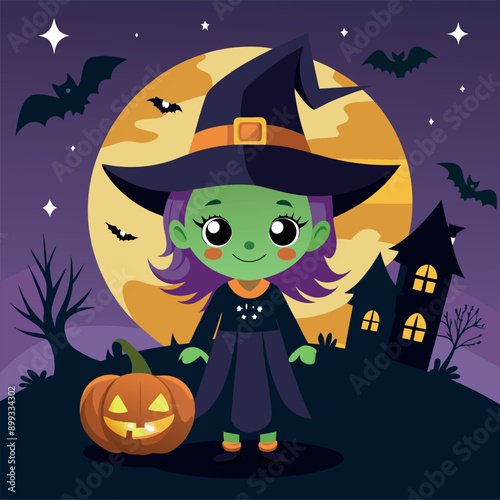 Vector Halloween witch Clipart illustration