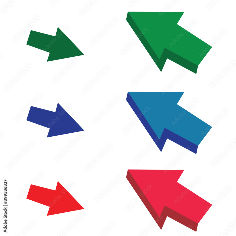Collection of different colorful arrows on white background. 3d arrows icon set. Arrows for web, app and music digital vector illustration design. Arrows.
Collection of different colorful arrows on white background. 3d arrows icon set. Arrows for web, app and music digital vector illustration design. Arrows.