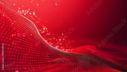 Red background with a gradient of dots and circles, creating an abstract texture for commercial use. The red color evokes passion while adding depth to the design. This pattern is suitable as a wallpa
