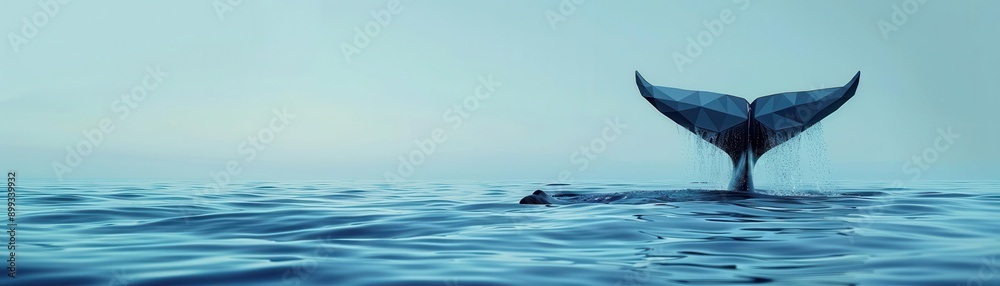 Whale Tail A geometric representation of a whales tail diving into the ocean, symbolizing the vastness and mystery of the underwater world Whale Tail A geometric representation of a whales tail diving into the ocean, symbolizing the vastness and mystery of the underwater world