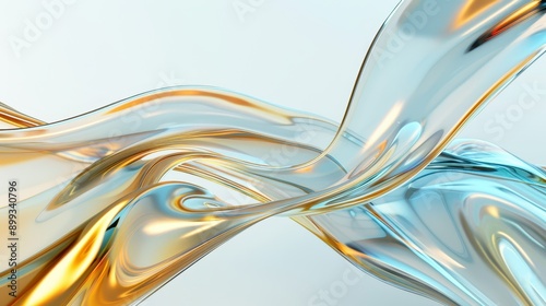 Golden and Silver Liquid Waves, AI Generative