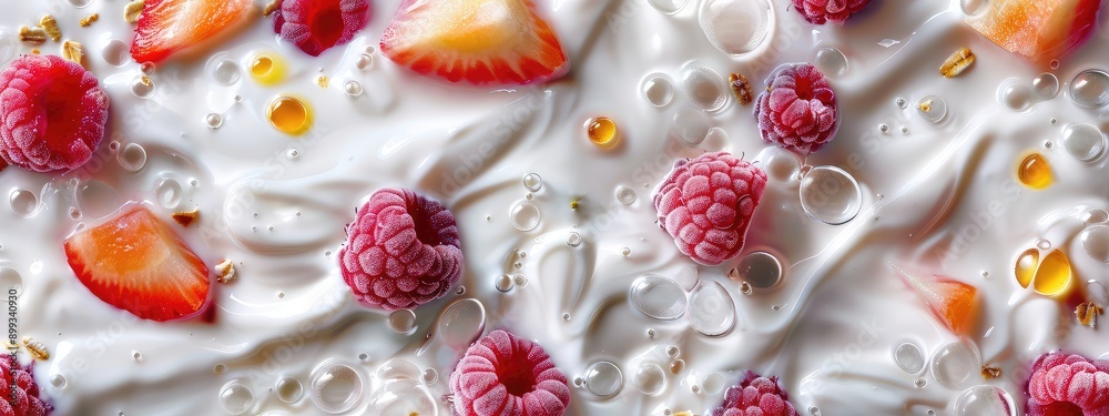 fruit yogurt close-up. Selective focus. fruit yogurt close-up. Selective focus.
