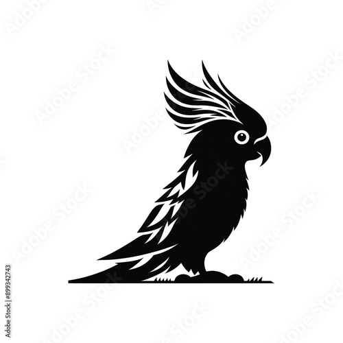 A parakeet bird silhouette black vector artwork illustration