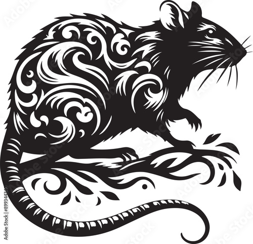 Rat silhouette vector art illustration White Background Free Download