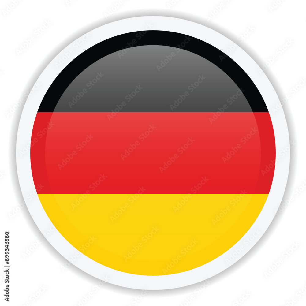 Glossy flag of Germany isolated on white background. Round vector icon with shadow underneath. Best for mobile apps, UI and web design Glossy flag of Germany isolated on white background. Round vector icon with shadow underneath. Best for mobile apps, UI and web design