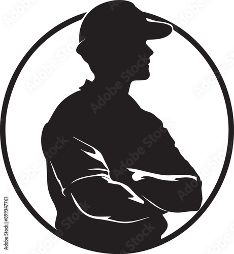 Silhouette of an engineer logo design