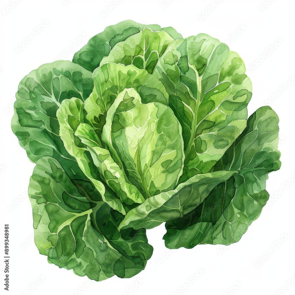 A lettuce clipart, vegetable element, watercolor style, light green, isolated on white background A lettuce clipart, vegetable element, watercolor style, light green, isolated on white background