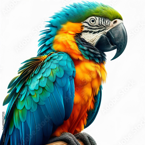 Macaw white background