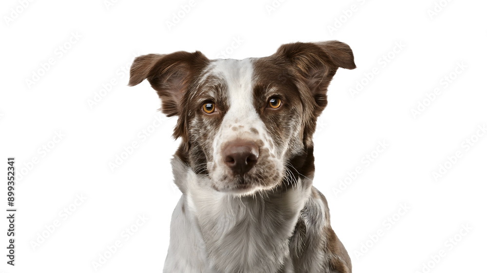 Obraz premium A dog with a brown nose and a white background. A portrait photo of a dog. Transparent background png