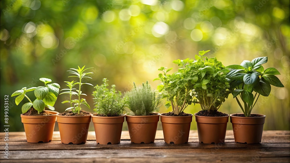 Herbs growing in pots on a background, herbs, pots, gardening, fresh, green, leaves, plants,background, natural, organic, aromatic Herbs growing in pots on a background, herbs, pots, gardening, fresh, green, leaves, plants,background, natural, organic, aromatic