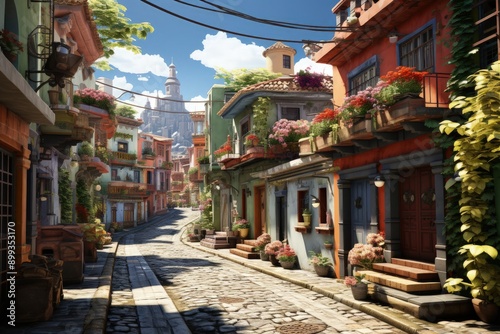 A vibrant street scene in a Latin American city photo
