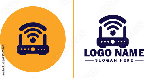 Wi-Fi Router icon Wireless router Wi-Fi access point Network router flat logo sign symbol editable vector